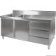 Kitchen Tidy Premium Stainless Steel Cabinet With Double Sinks, Doors & Drawers