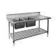 1800-7-DSBL Economic 304 Grade SS Left Double Sink Bench 1800x700x900 with two 610x400x250 sinks