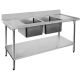 1200-6-DSBC Economic 304 Grade SS Centre Double Sink Bench 1200x600x900 with two 400x400x250 sinks