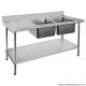 Economic 304 Grade Stainless Steel Double Sink Benches 600mm Deep